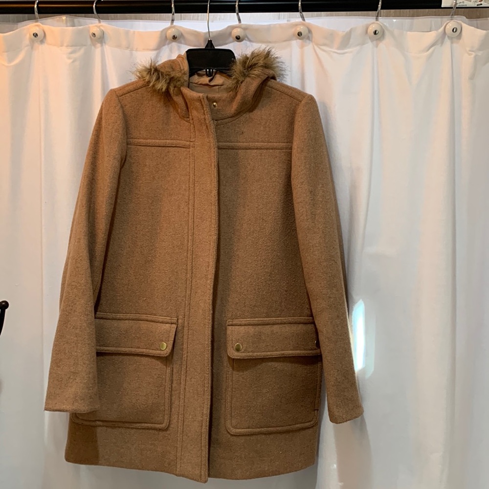 Tan J Crew winter coat